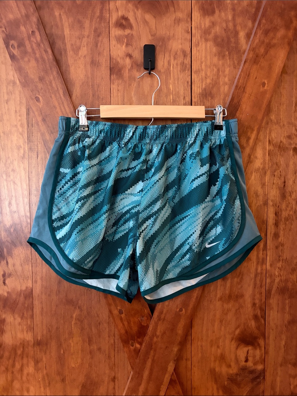 Nike Teal & Dark Green Patterned Athletic Shorts